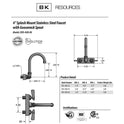 BK Resources Evolution Splash Mount Stainless Steel Faucet, 9.06" Height/4.5" Reach, Stainless Steel (EVO4SM4G)