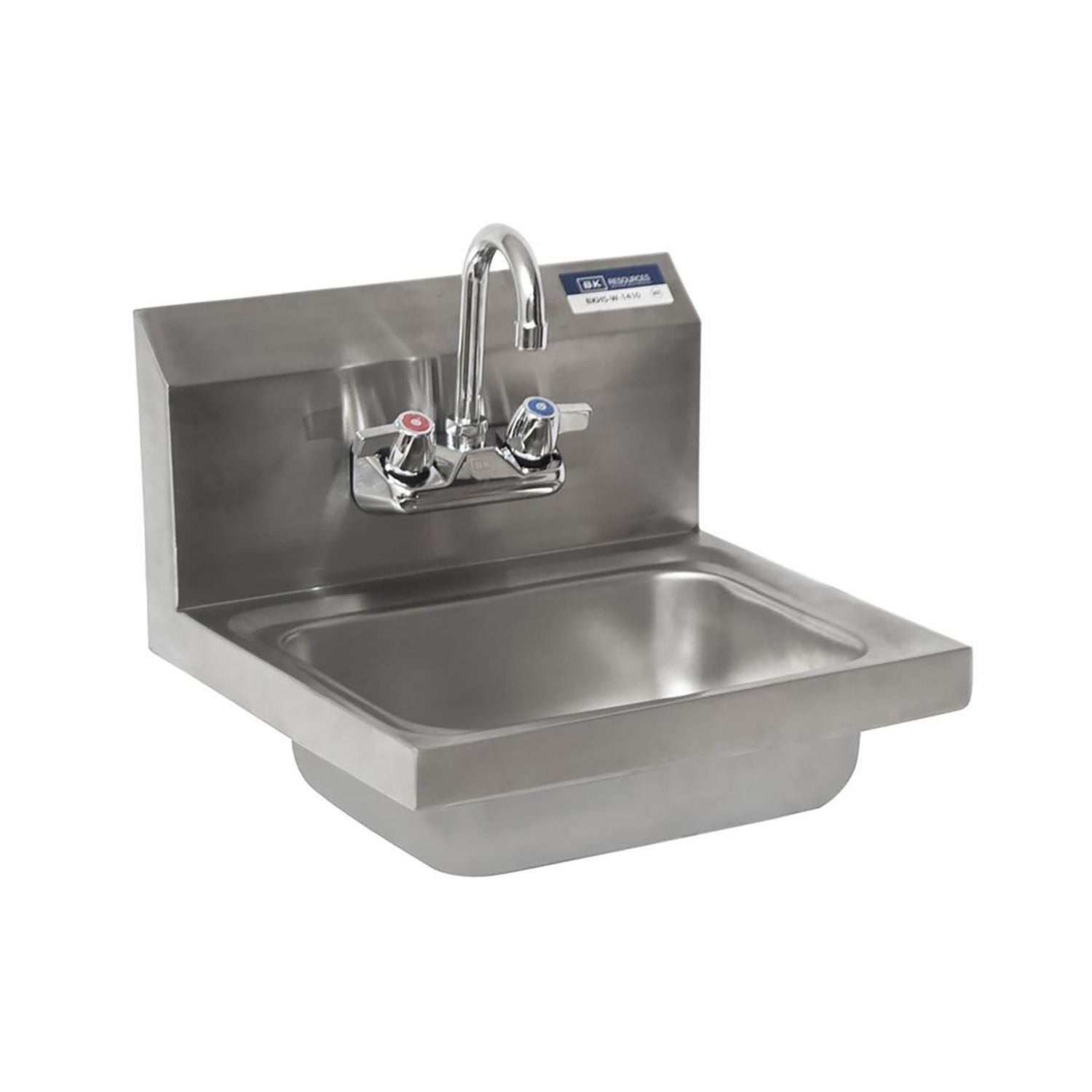 BK Resources Stainless Steel Hand Sink with Faucet, 14" l x 10" w x 5" d (BKHSW1410PG)