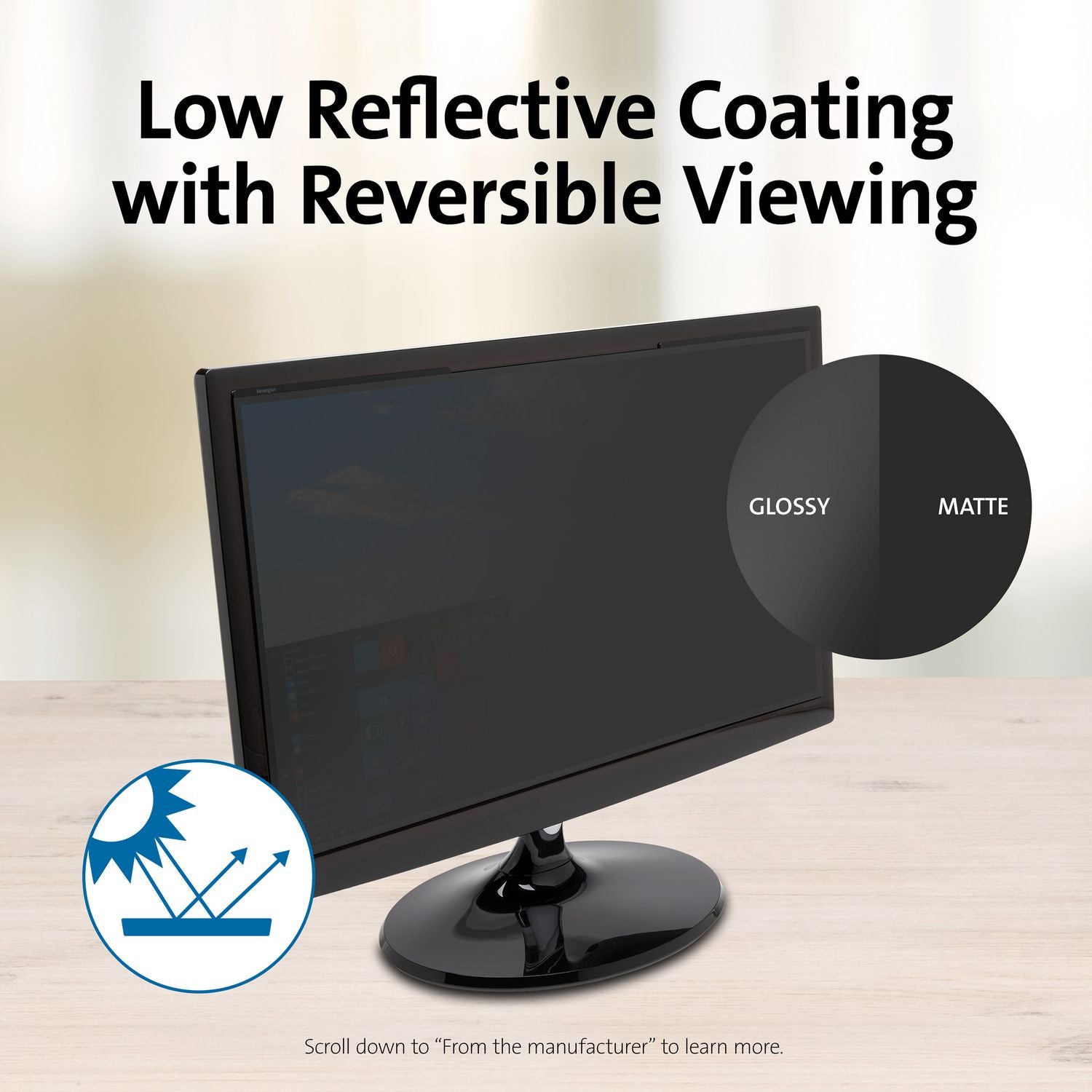 Kensington Magnetic Monitor Privacy Screen for 23" Widescreen Flat Panel Monitors, 16:9 Aspect Ratio (58355)