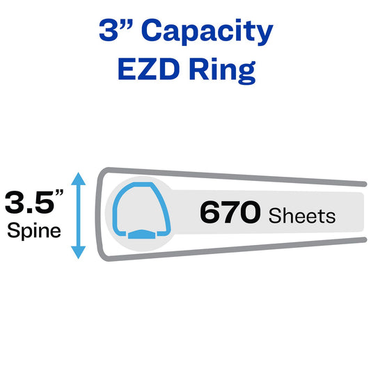 Avery Heavy-Duty View Binder with DuraHinge and Locking One Touch EZD Rings, 3 Rings, 3" Capacity, 11 x 8.5, White, 4/Carton (79193CT)