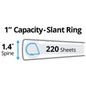 Avery Durable View Binder with DuraHinge and Slant Rings, 3 Rings, 1" Capacity, 11 x 8.5, White, 12/Carton (17012CT)