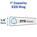 Avery Heavy-Duty View Binder with DuraHinge and One Touch EZD Rings, 3 Rings, 1" Capacity, 11 x 8.5, Red, 12/Carton (79170CT)