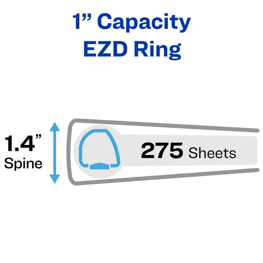 Avery Heavy-Duty View Binder with DuraHinge and One Touch EZD Rings, 3 Rings, 1" Capacity, 11 x 8.5, Red, 12/Carton (79170CT)