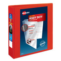 Avery Heavy-Duty View Binder with DuraHinge and One Touch EZD Rings, 3 Rings, 2" Capacity, 11 x 8.5, Red, 6/Carton (79225CT)