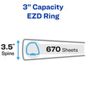 Avery Heavy-Duty View Binder with DuraHinge and One Touch EZD Rings, 3 Rings, 3" Capacity, 11 x 8.5, Black, 4/Carton (79693CT)