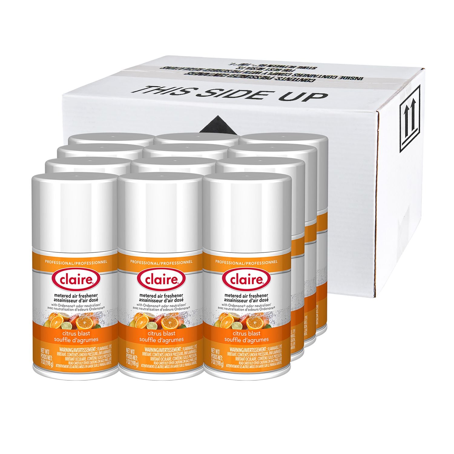 Claire Metered Air Freshener, 7 oz Aerosol Spray, Citrus Blast, 12/Carton (112)