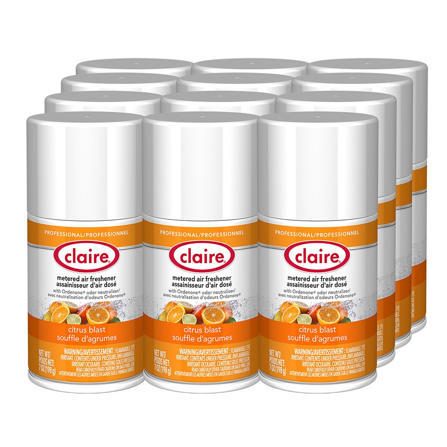 Claire Metered Air Freshener, 7 oz Aerosol Spray, Citrus Blast, 12/Carton (112)