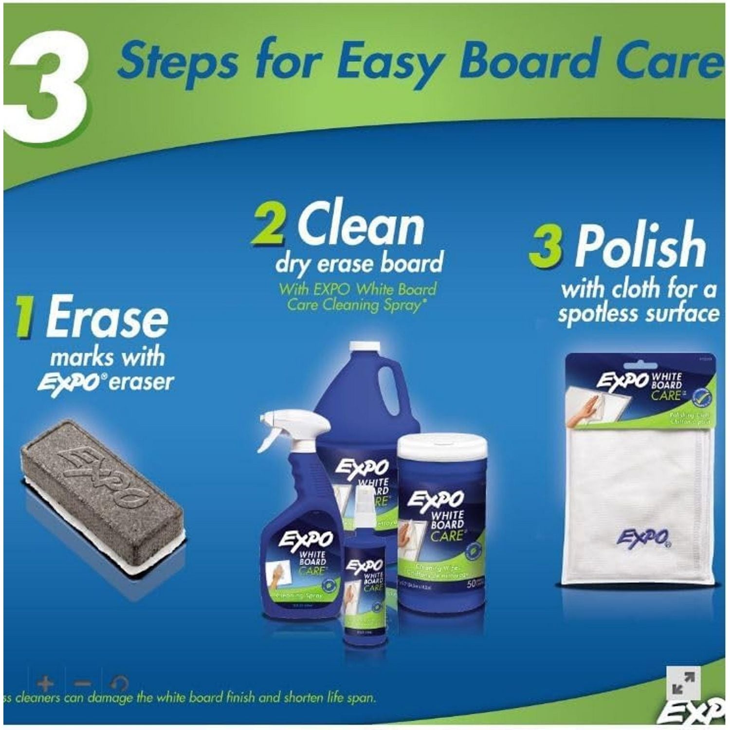 EXPO White Board CARE Dry Erase Surface Cleaner, 8 oz Spray Bottle, 12/Carton (81803ACT)