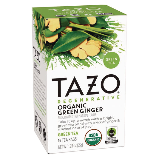 Tazo Tea Bags, Organic Green Ginger, 16/Box, 6 Boxes/Carton (00356)