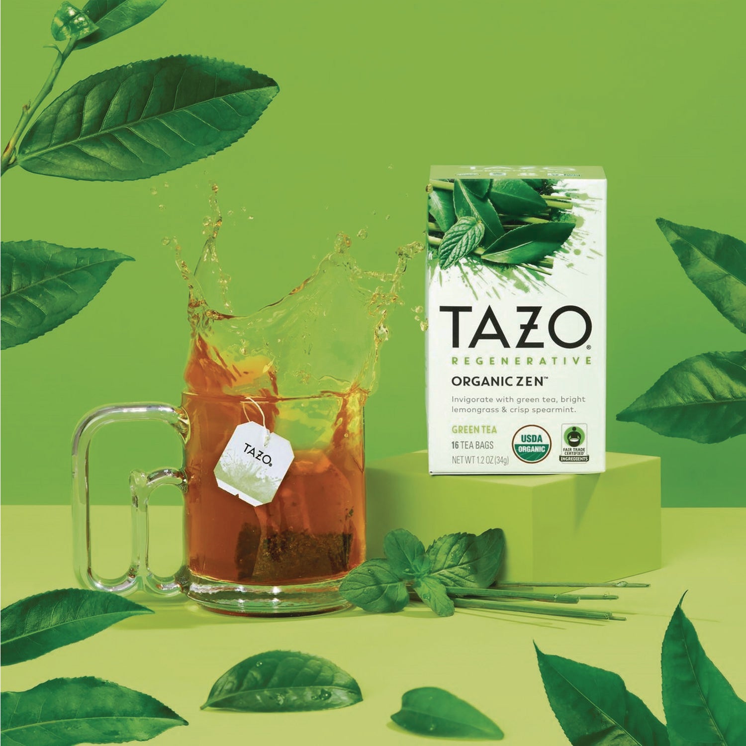 Tazo Tea Bags, Organic Zen, 16/Box, 6 Boxes/Carton (00309)