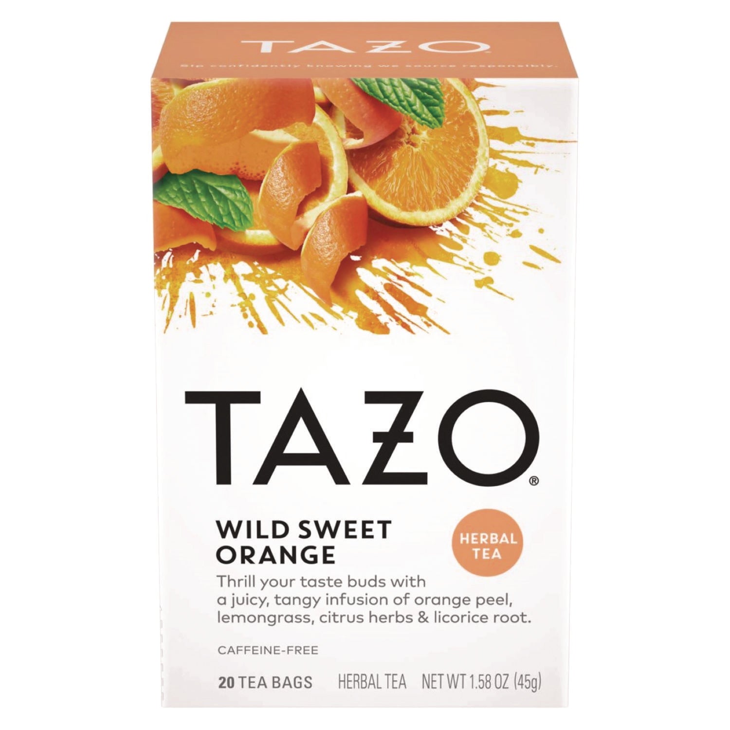 Tazo Tea Bags, Wild Sweet Orange, 20/Box, 6 Boxes/Carton (20034)