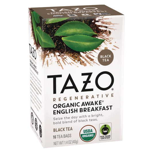 Tazo Tea Bags, Organic Awake English Breakfast, 16/Box, 6 Boxes/Carton (00303)