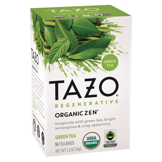 Tazo Tea Bags, Organic Zen, 16/Box, 6 Boxes/Carton (00309)