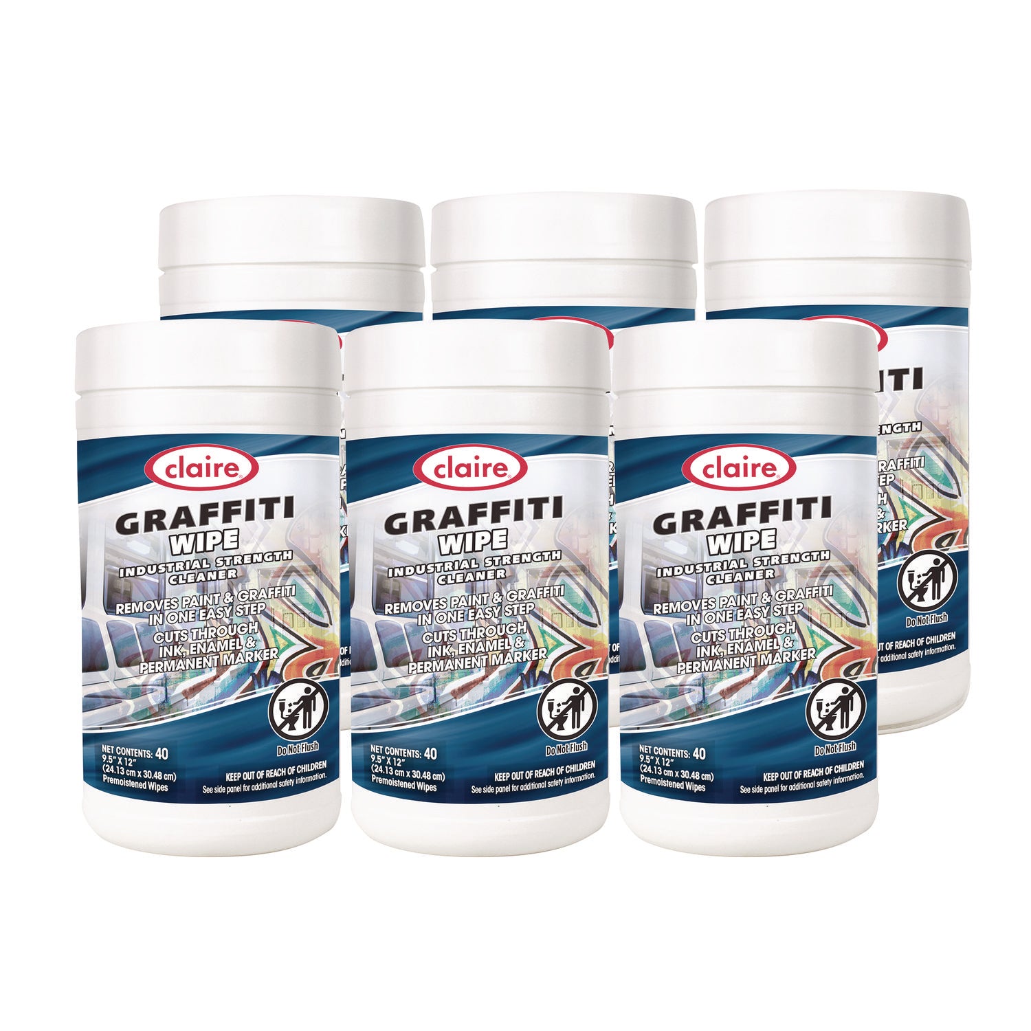Claire Graffiti Wipe, 1-Ply, 12 x 9.5, Mild Scent, Purple, 6/Carton (963)