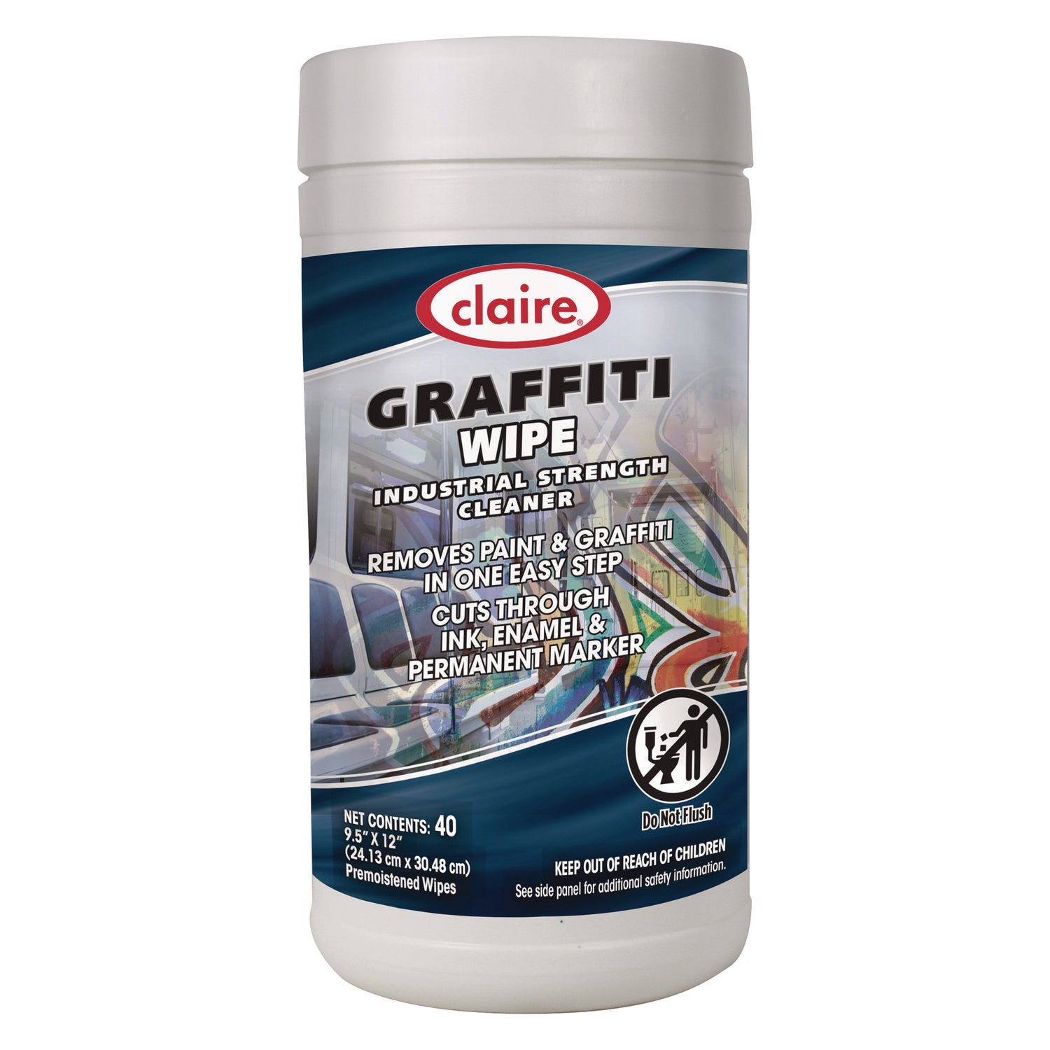 Claire Graffiti Wipe, 1-Ply, 12 x 9.5, Mild Scent, Purple, 6/Carton (963)