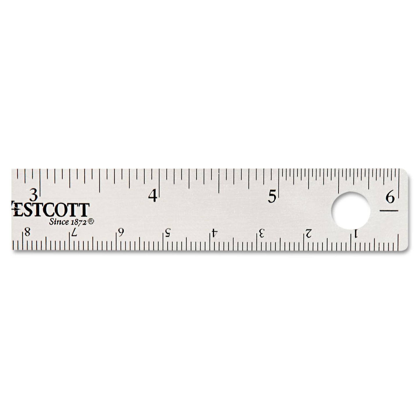 Westcott Stainless Steel Office Ruler With Non Slip Cork Base, Standard/Metric, 6" Long (10414)