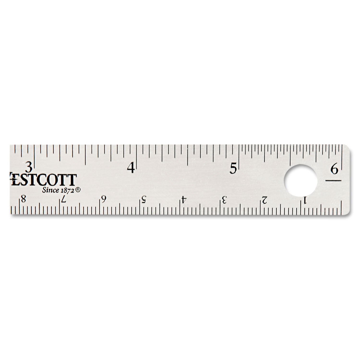 Westcott Stainless Steel Office Ruler With Non Slip Cork Base, Standard/Metric, 6" Long (10414)