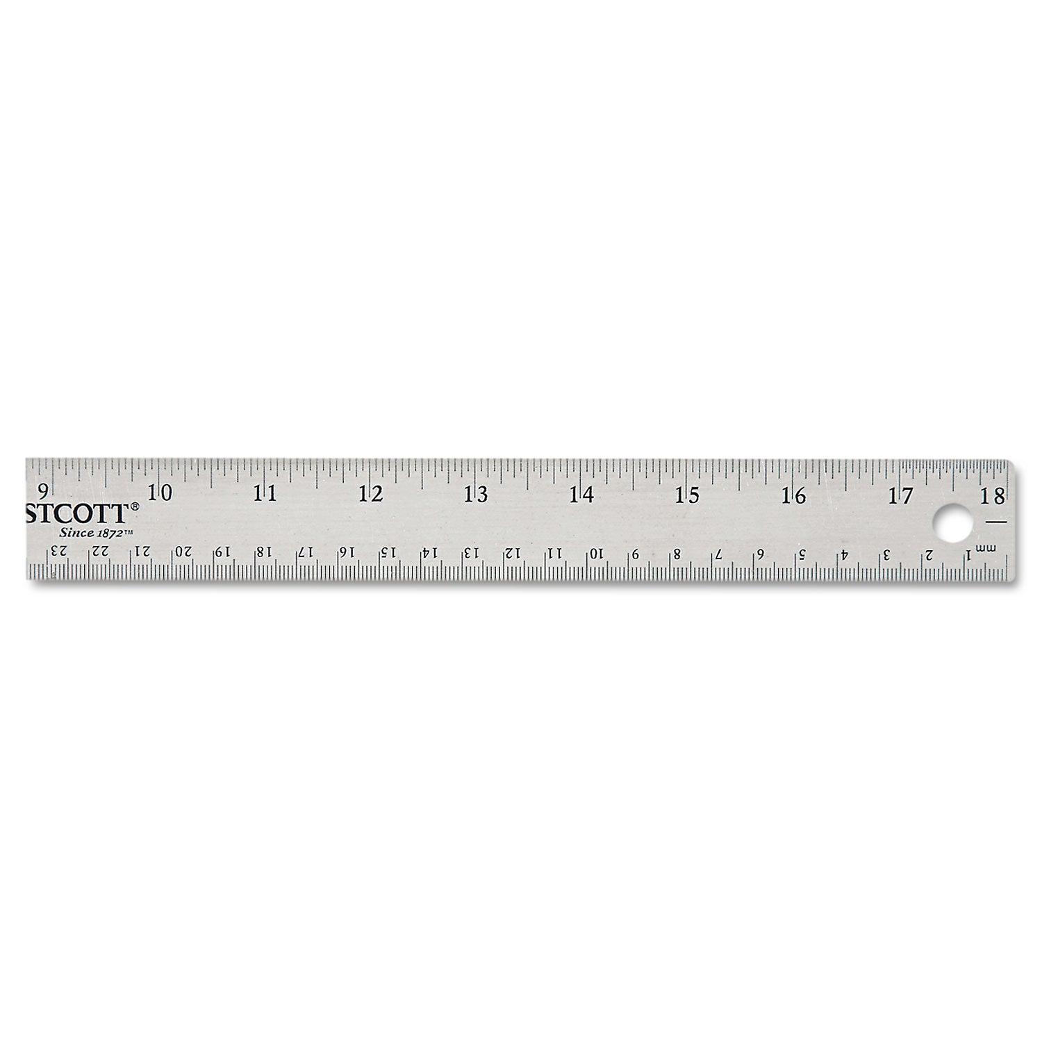 Westcott Stainless Steel Office Ruler With Non Slip Cork Base, Standard/Metric, 18" Long (10417)