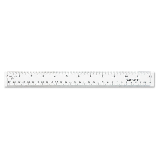 Westcott Clear Flexible Acrylic Ruler, Standard/Metric, 12" Long, Clear (10562)