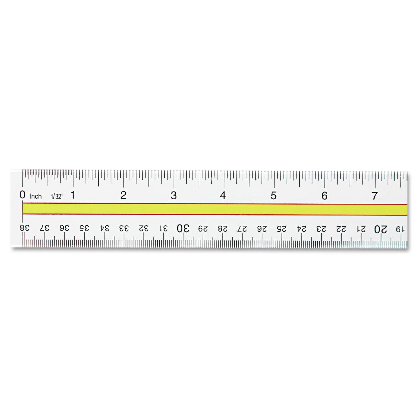 Westcott Acrylic Data Highlight Reading Ruler With Tinted Guide, 15" Long, Clear/Yellow (10580)