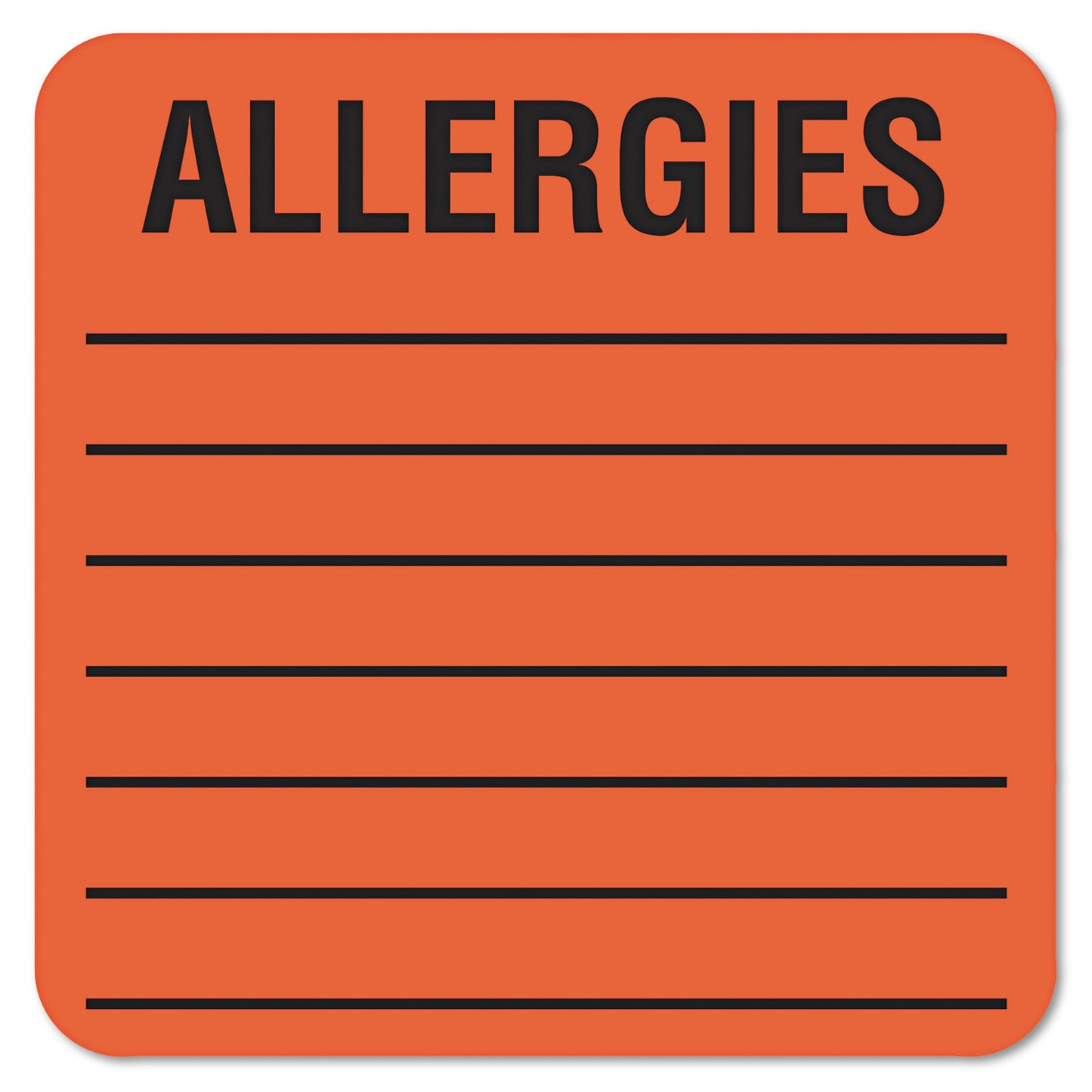 Tabbies Allergy Warning Labels, ALLERGIES, 2 x 2, Fluorescent Red, 500/Roll (40560)