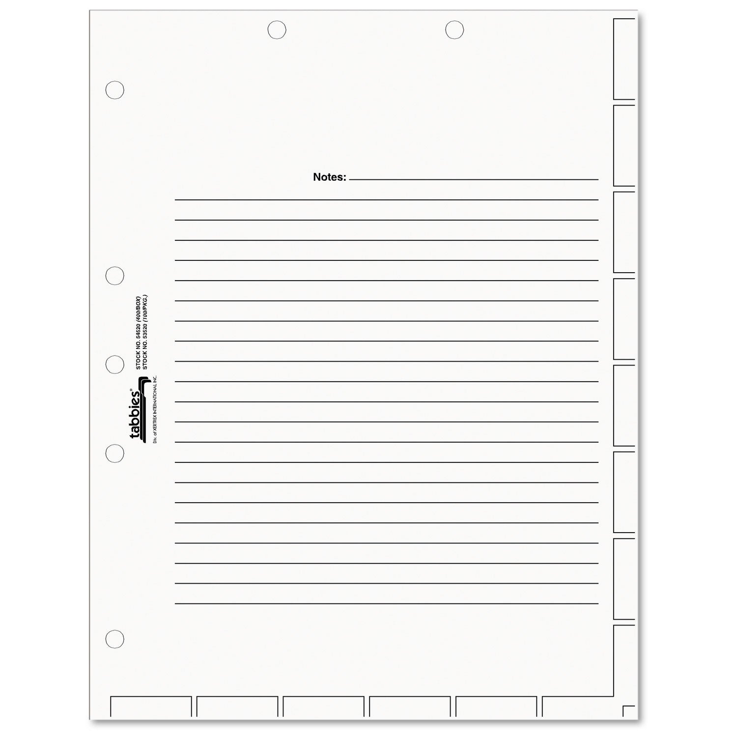 Tabbies Medical Chart Index Divider Sheets, Untabbed, 11 x 8.5, White, 400/Box (54520)