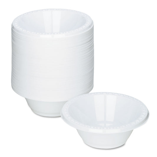 Tablemate Plastic Dinnerware, Bowl, 12 oz, White, 125/Pack (12244WH)