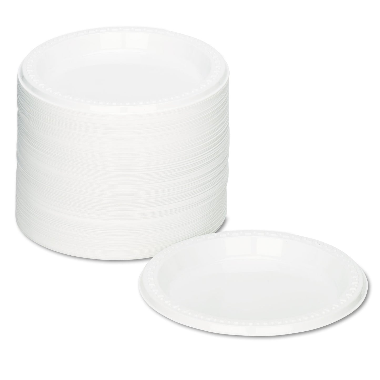 Tablemate Plastic Dinnerware, Plates, 7" dia, White, 125/Pack (7644WH)