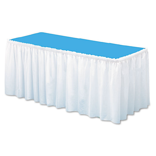 Tablemate Table Set Linen-Like Table Skirting, Polyester, 29" x 14 ft, White (LS2914WH)