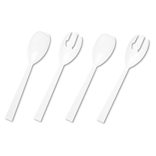 Tablemate Table Set Plastic Serving Forks and Spoons, White, 24 Forks, 24 Spoons per Pack (W95PK4)