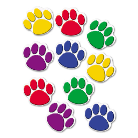 Teacher Created Resources Paw Print Accents, Paw Prints, Assorted Sizes, Assorted Colors, 30/Pack (4114)