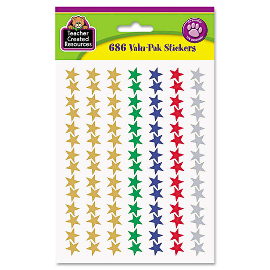 Teacher Created Resources Sticker Valu-Pak, Foil Stars, 686/Pack (6644)