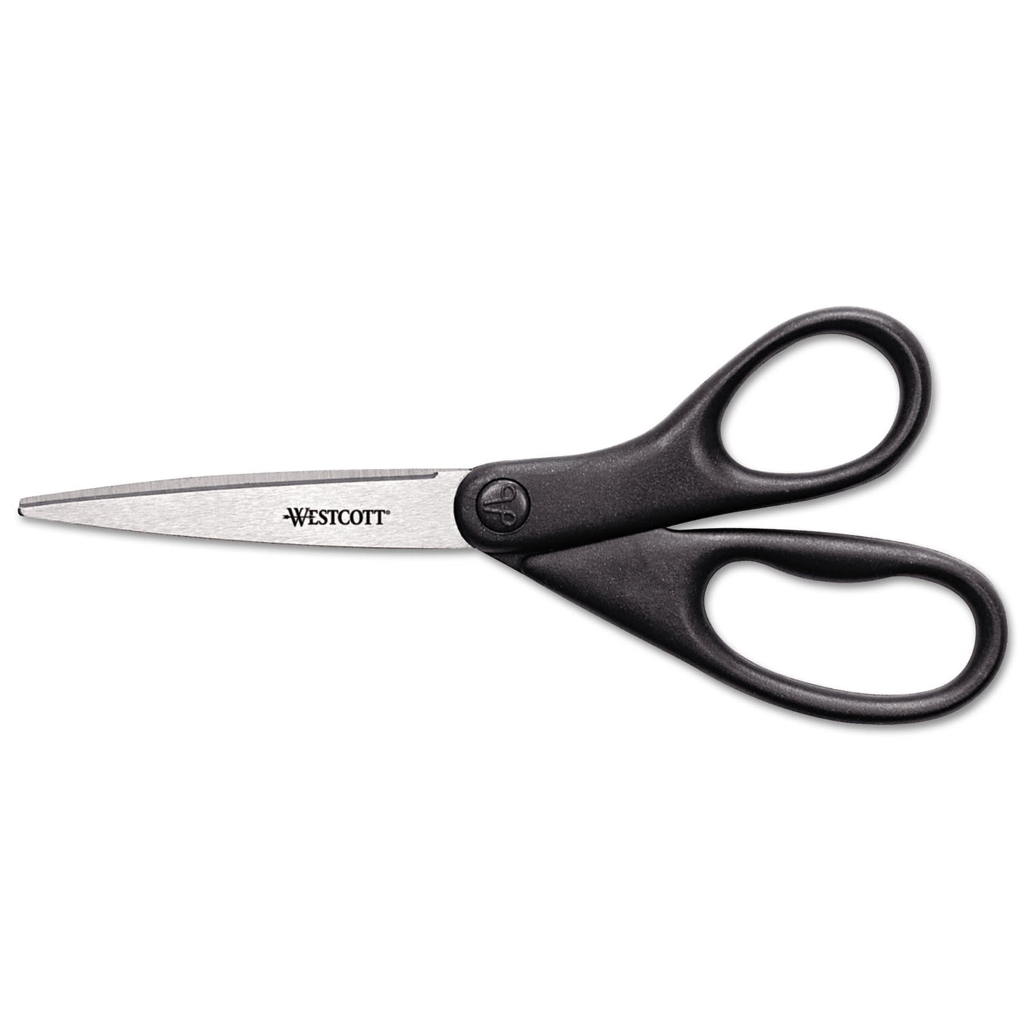 Westcott Design Line Straight Stainless Steel Scissors, 8" Long, 3.13" Cut Length, Straight Black Handle (13139)