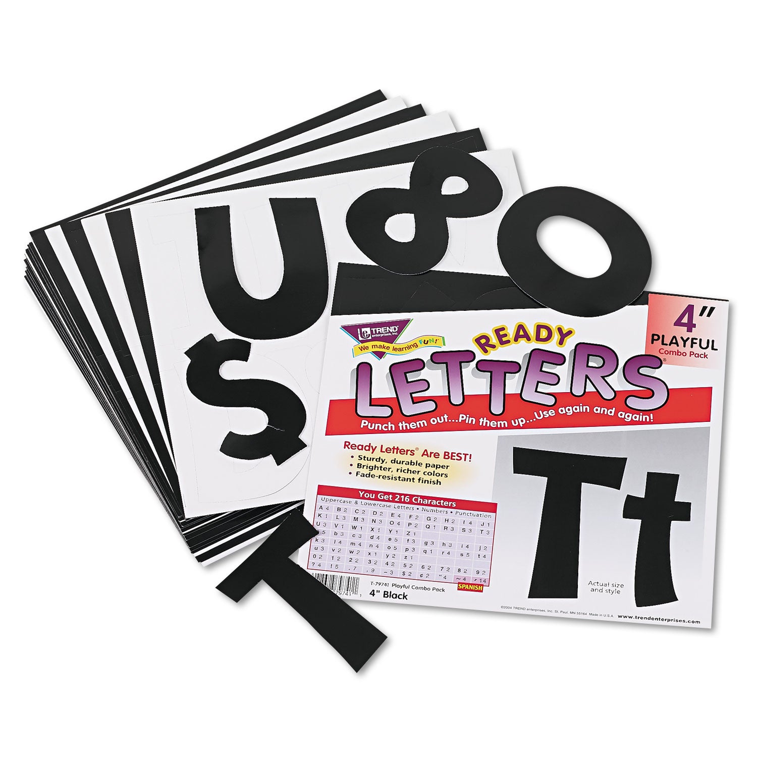 TREND Ready Letters Playful Combo Set, Black, 4"h, 216/Set (T79741)