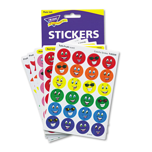 TREND Stinky Stickers Variety Pack, Smiles and Stars, Assorted Colors, 648/Pack (T83905)