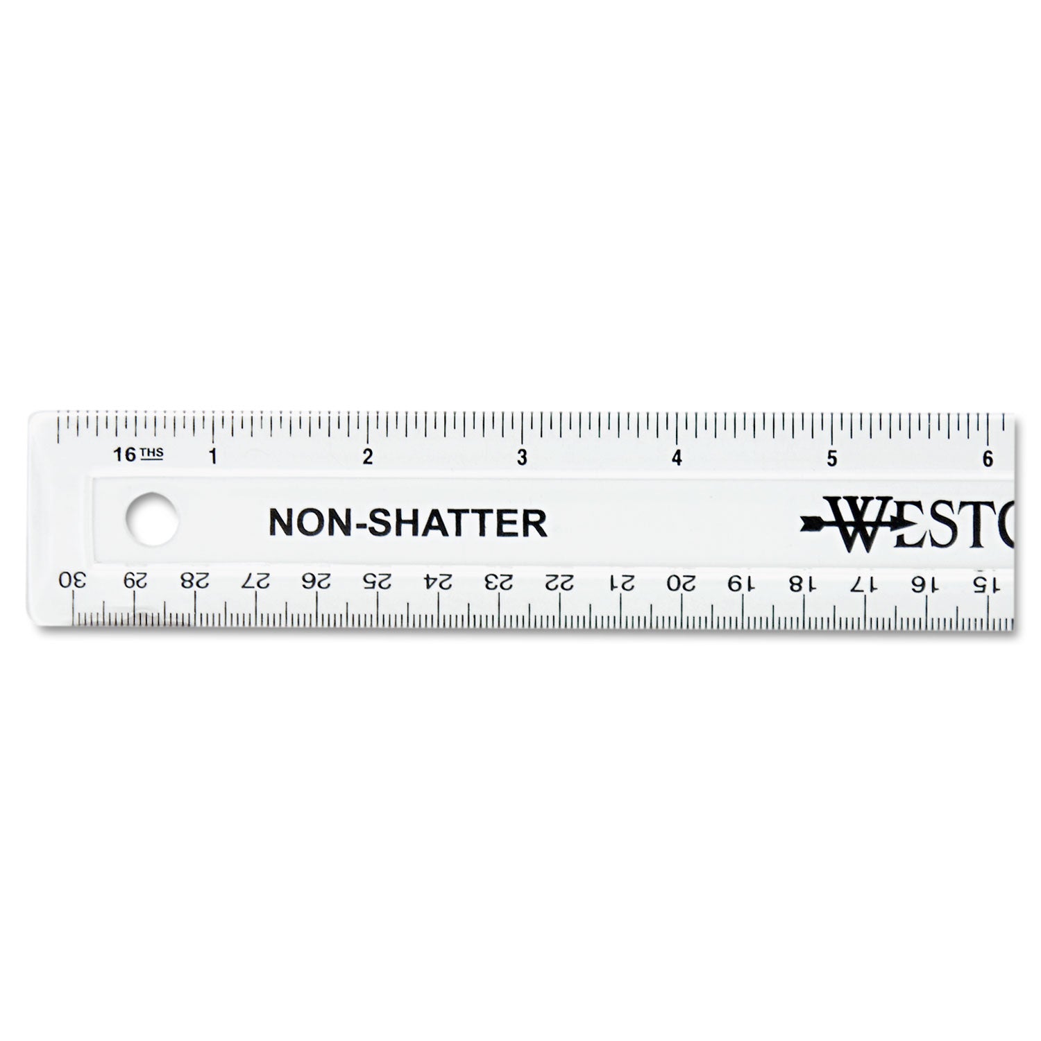 Westcott Non-Shatter Flexible Ruler, Standard/Metric, 12" Long, Plastic, Clear (13862)