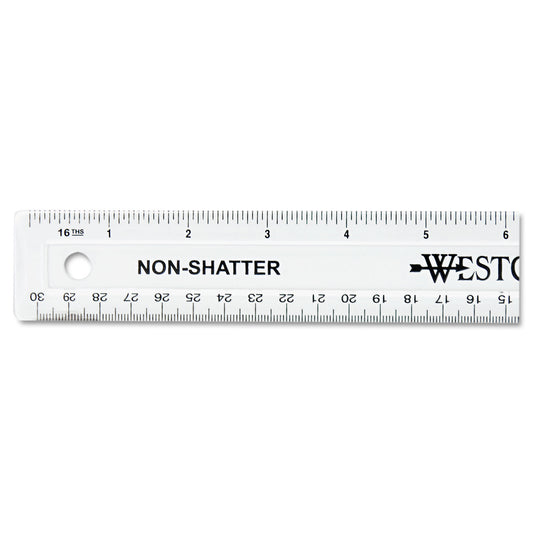 Westcott Non-Shatter Flexible Ruler, Standard/Metric, 12" Long, Plastic, Clear (13862)