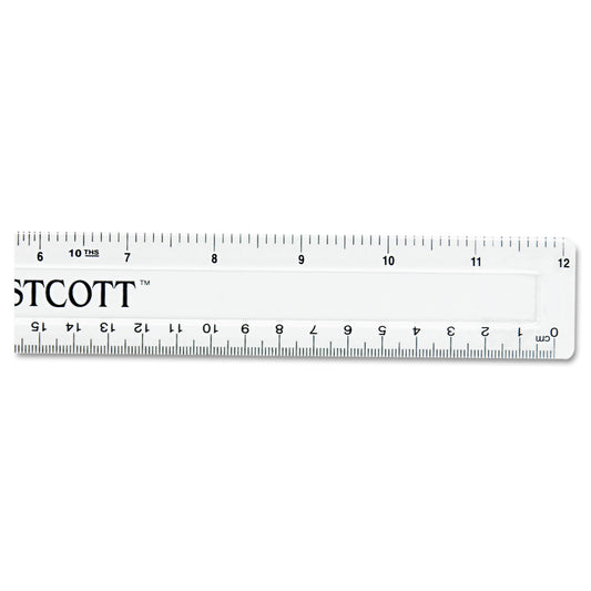 Westcott Non-Shatter Flexible Ruler, Standard/Metric, 12" Long, Plastic, Clear (13862)