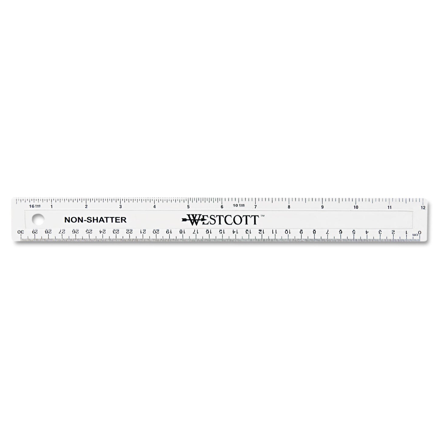 Westcott Non-Shatter Flexible Ruler, Standard/Metric, 12" Long, Plastic, Clear (13862)