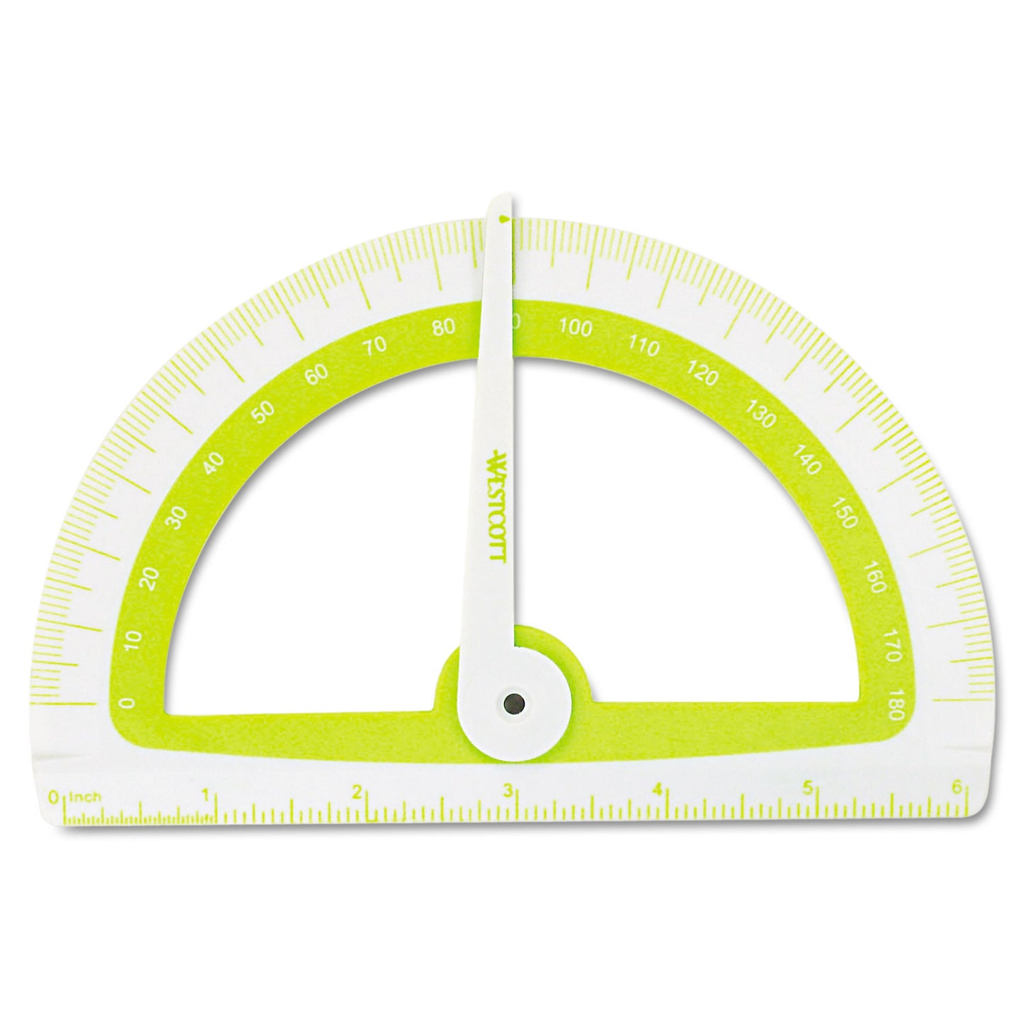 Westcott Soft Touch School Protractor with Antimicrobial Product Protection, Plastic, 6" Ruler Edge, Assorted Colors (14376)