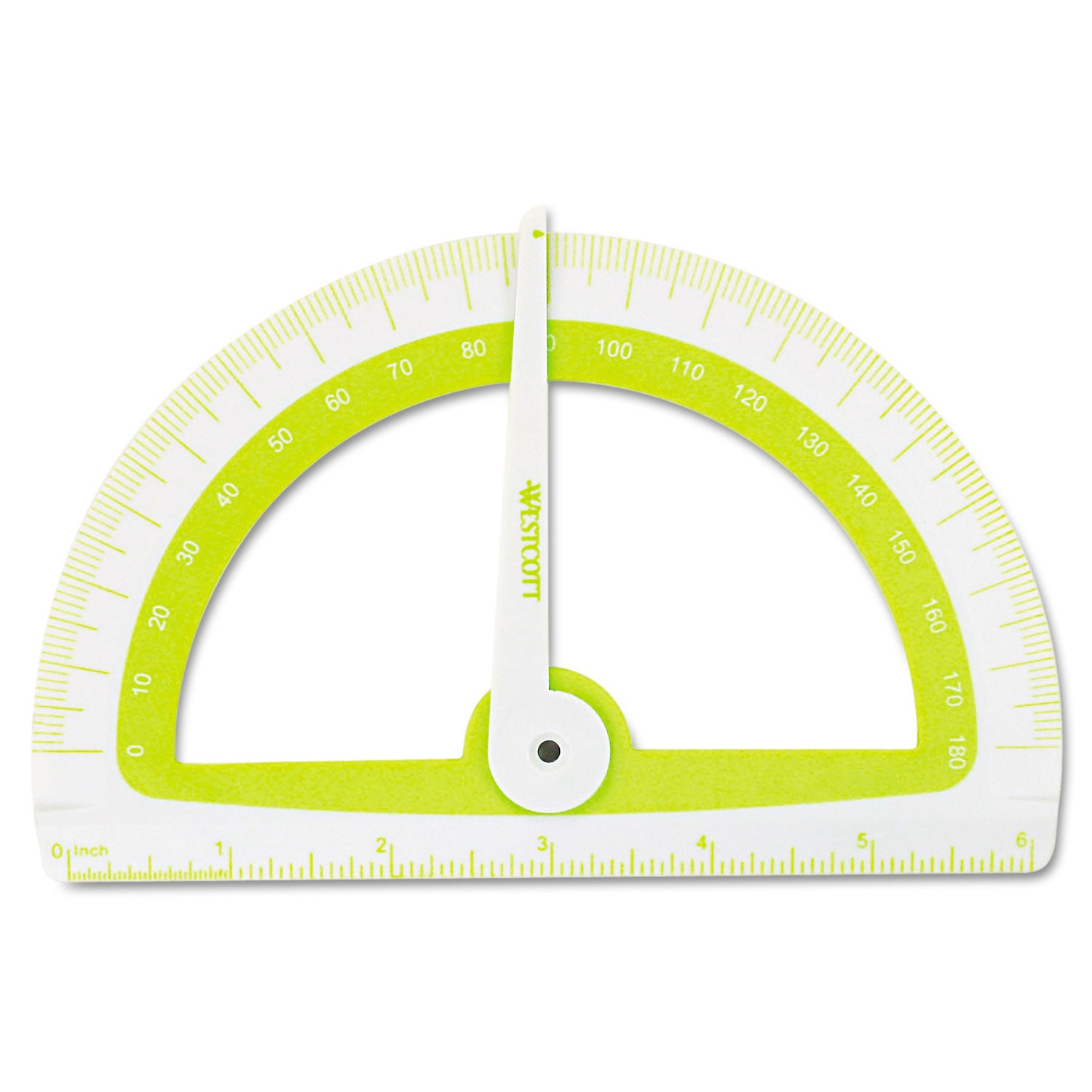 Westcott Soft Touch School Protractor with Antimicrobial Product Protection, Plastic, 6" Ruler Edge, Assorted Colors (14376)