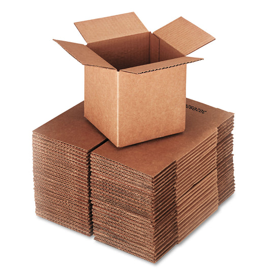 Universal Cubed Fixed-Depth Corrugated Shipping Boxes, Regular Slotted Container (RSC), Small, 6" x 6" x 6", Brown Kraft, 25/Bundle (666)