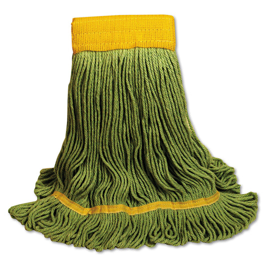 Boardwalk EcoMop Looped-End Mop Head, Recycled Fibers, Large Size, Green (1200LEA)