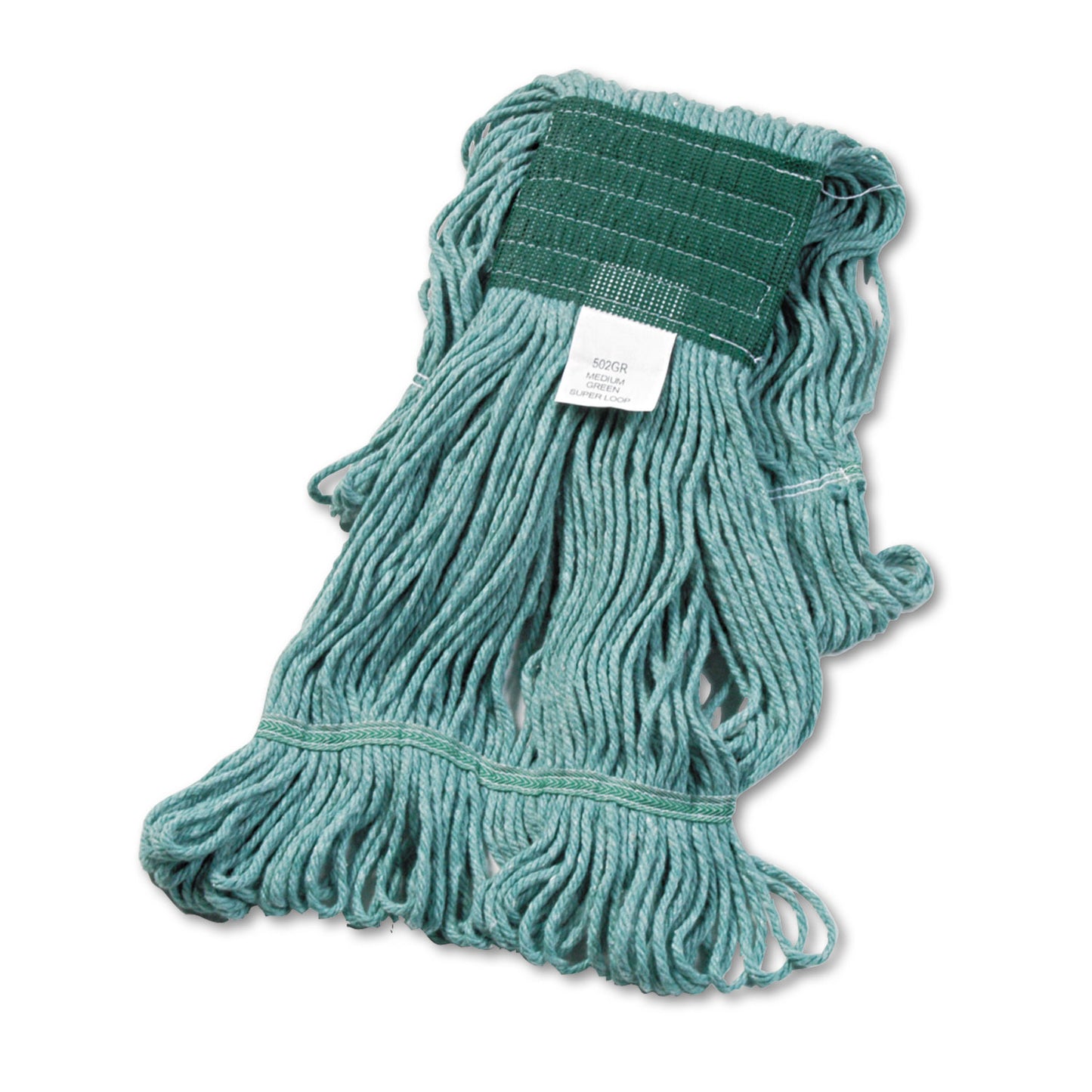 Boardwalk Super Loop Wet Mop Head, Cotton/Synthetic Fiber, 5" Headband, Medium Size, Green, 12/Carton (502GNCT)