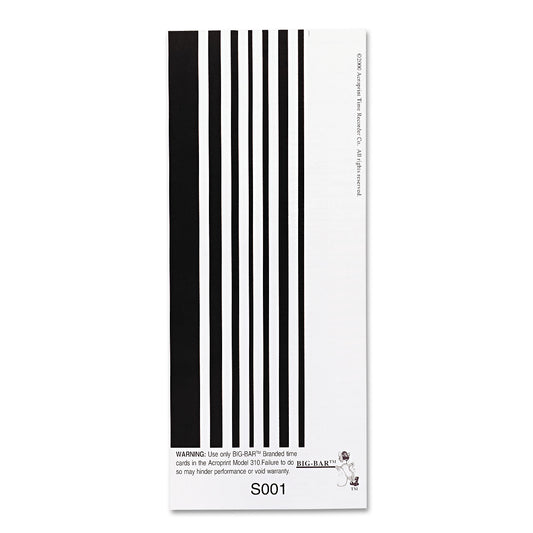 Time Clock Cards for Acroprint ATT310, One Side, 4 x 10, 200/Pack (096103080)