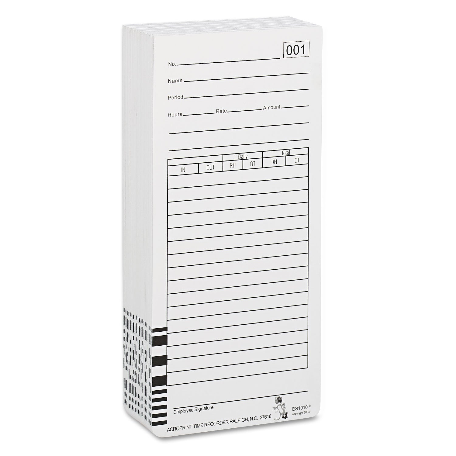 Time Clock Cards for Acroprint ES1000, Two Sides, 3.5 x 7, 100/Pack (099111000)