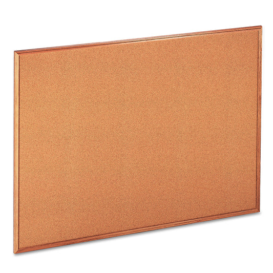 Universal Cork Board with Oak Style Frame, 48 x 36, Tan Surface (43604)