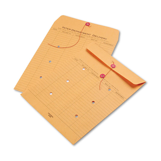 Universal Light Brown Kraft String/Button Interoffice Envelope, #97, Two-Sided Five-Column Format, 10 x 13, Light Brown Kraft, 100/Box (63568)