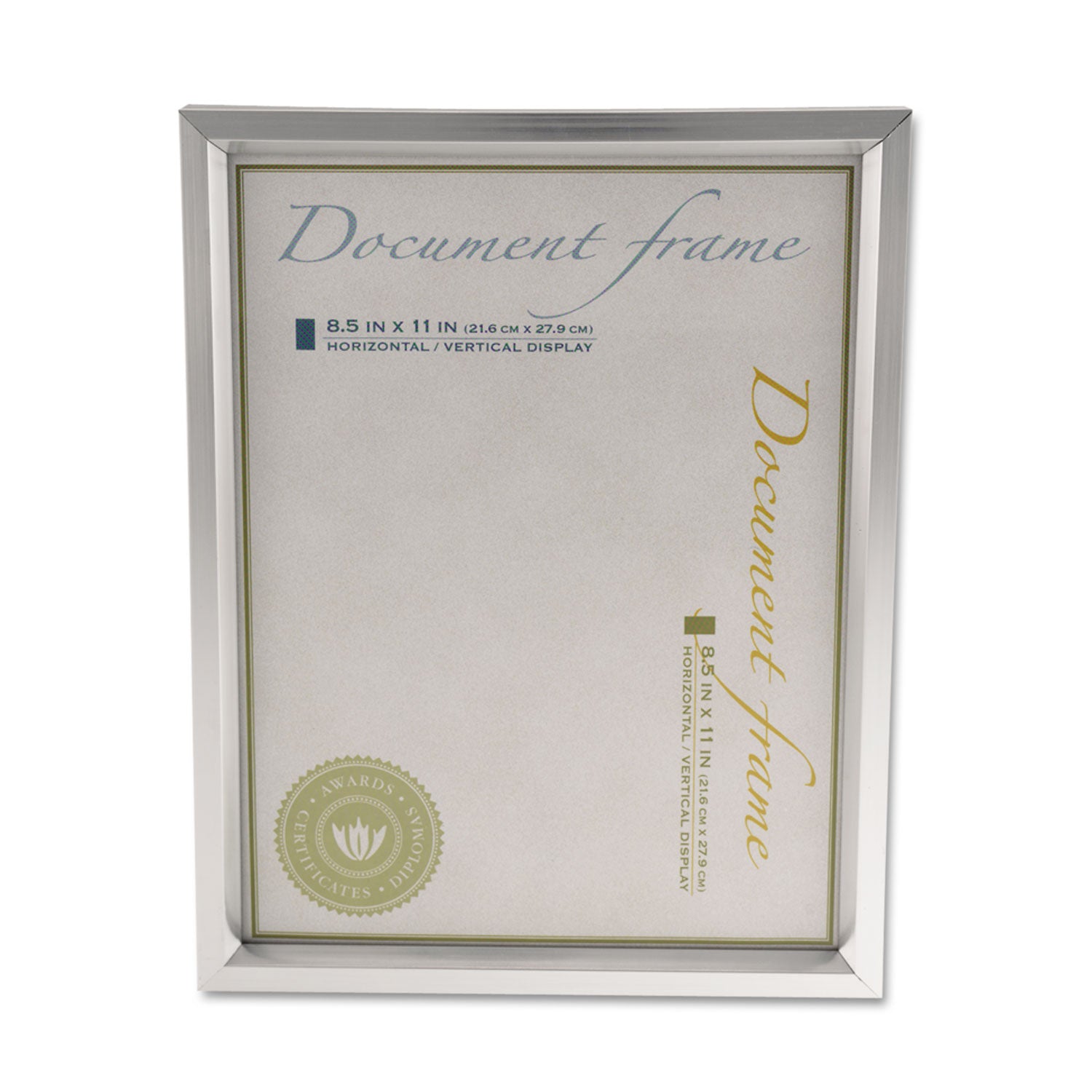 Universal Plastic Document Frame, for 8.5 x 11, Easel Back, Metallic Silver (76853)