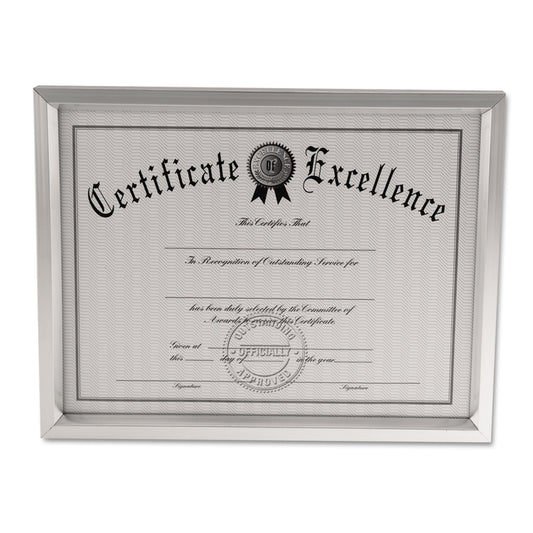 Universal Plastic Document Frame, for 8.5 x 11, Easel Back, Metallic Silver (76853)